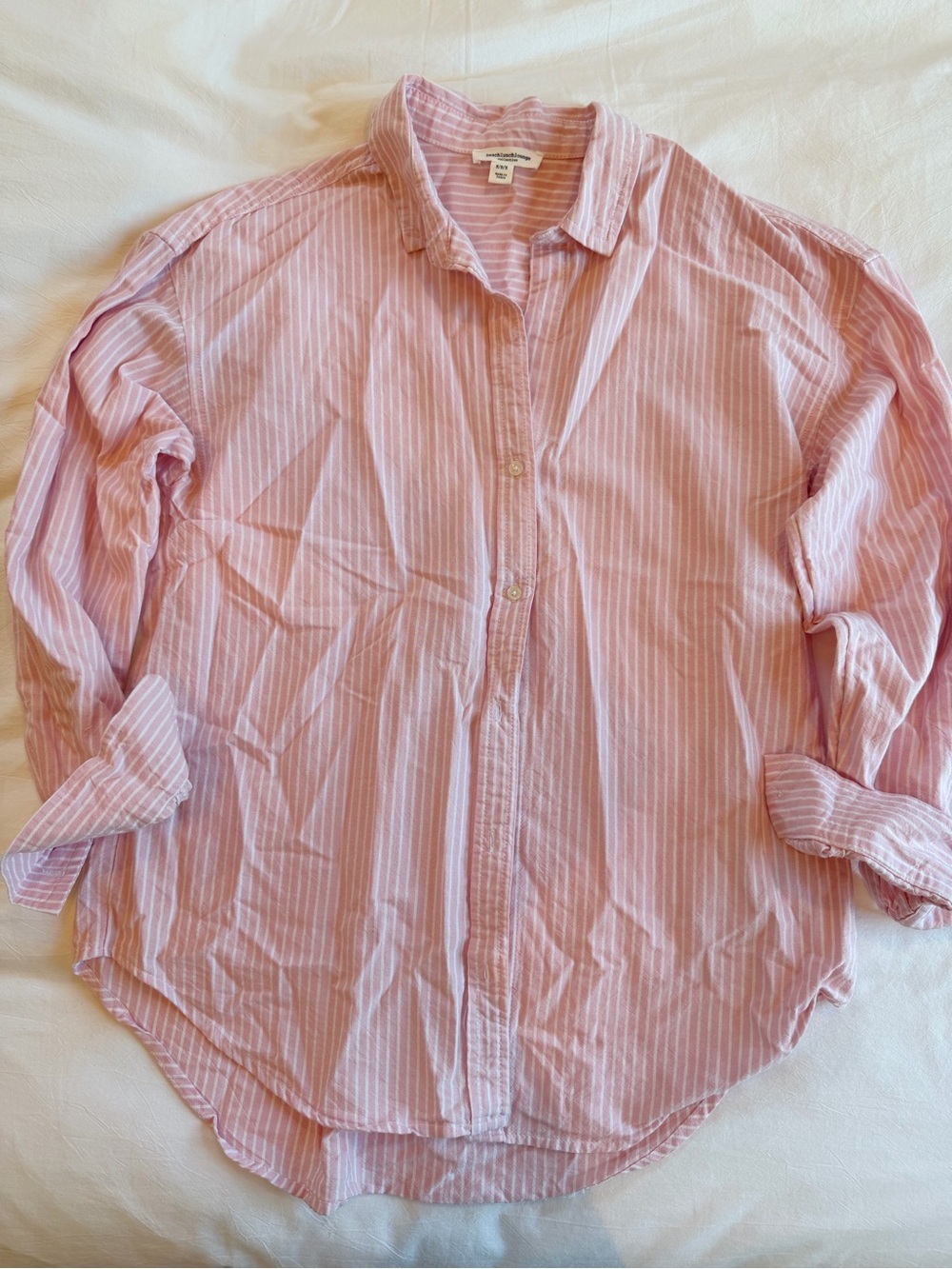 Beachlunchlounge Light Pink Striped Button-Up Shirt